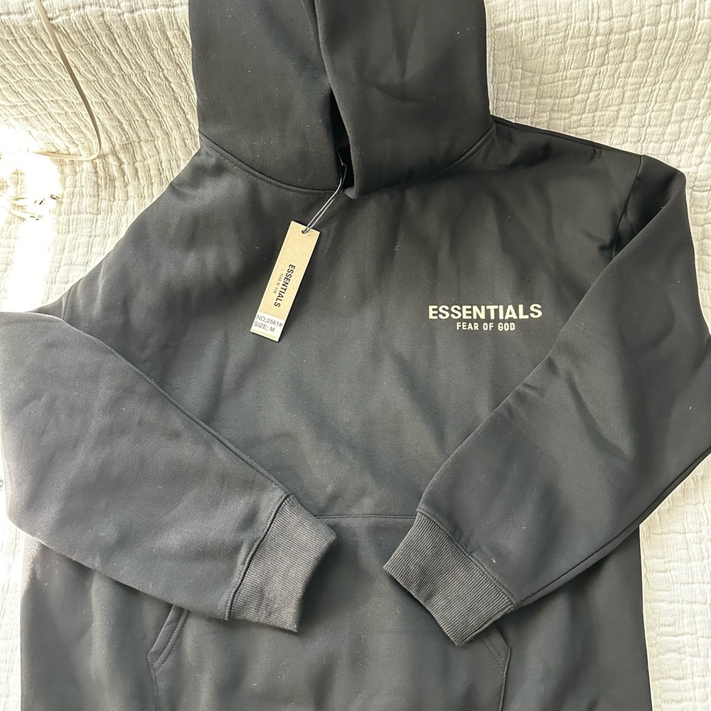Fear of God Essentials hoodie in black, size M/ NWB